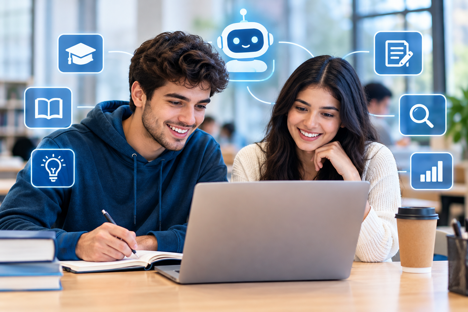 Students using AI tools in higher education